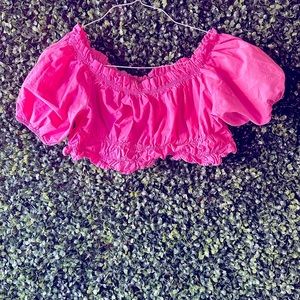 Zara Barbie Pink Off Shoulder Crop Top
